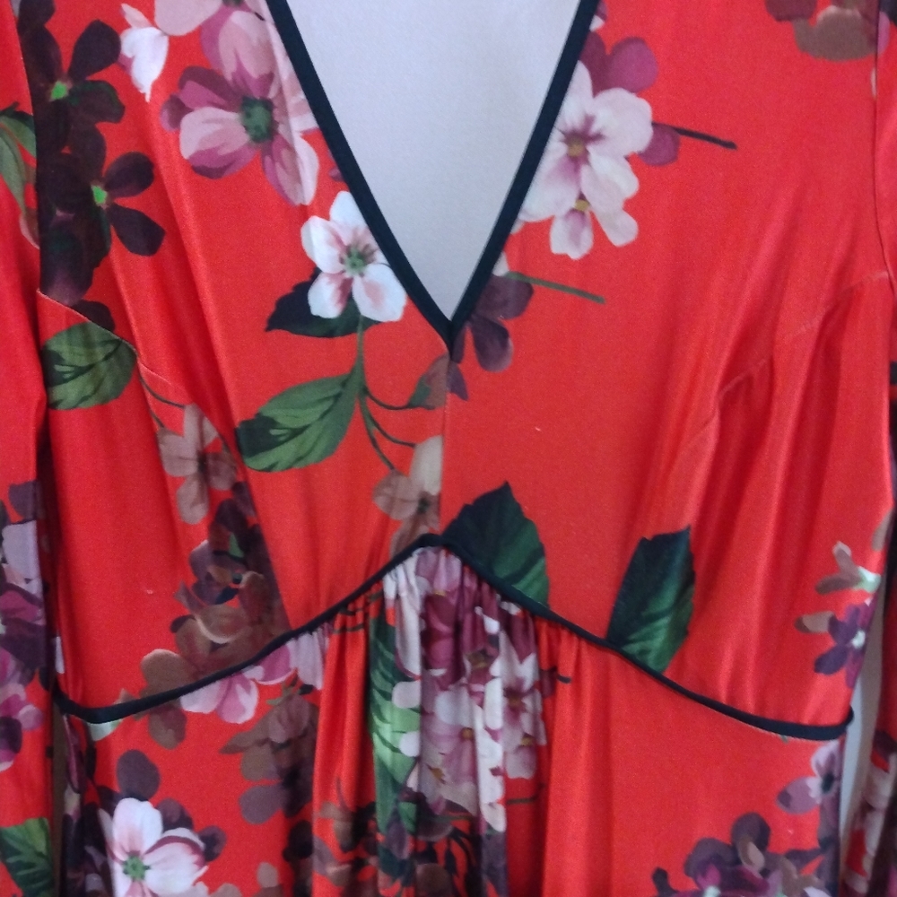 ASOS Orange Floral Long Sleeve Maxi Dress - Picture 2 of 11